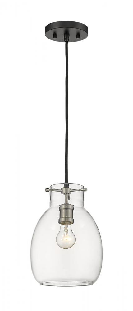 Z-Lite Bella 1 Light Pendant in Matte Black + Brushed Nickel Finish Model: 476MP-MB-BN