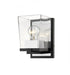 Z-Lite Bleeker Street 1 Light Wall Sconce in Matte Black + Brushed Nickel Finish Model: 475-1S-MB-BN