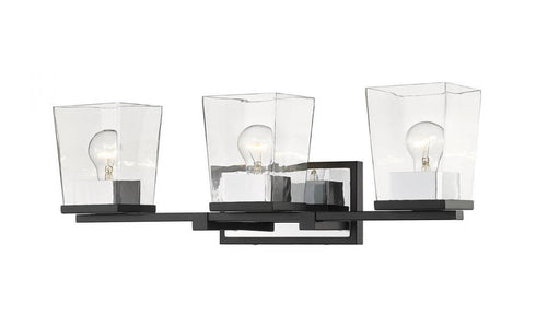 Z-Lite Bleeker Street 3 Light Vanity in Matte Black + Brushed Nickel Finish Model: 475-3V-MB-BN