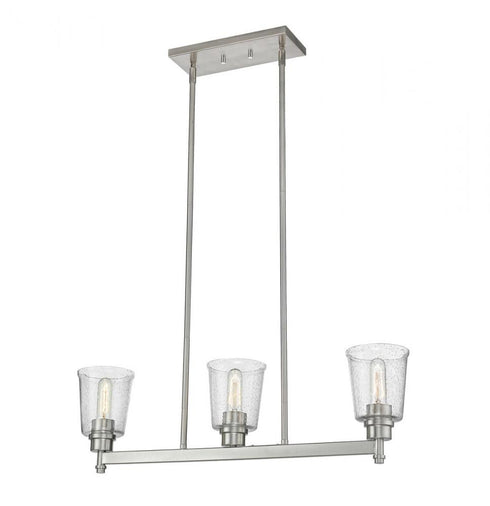 Z-Lite Bohin 3 Light Linear Chandelier in Brushed Nickel Finish Model: 464-3L-BN