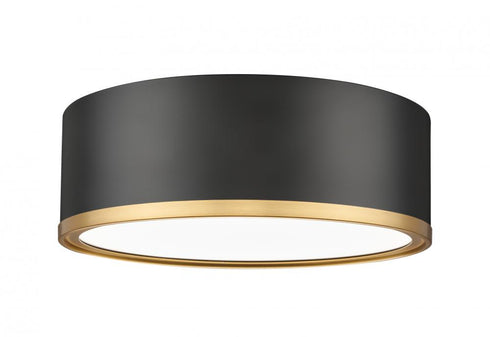 Z-Lite Bradley 1 Light Flush Mount in Matte Black + Modern Gold Finish Model: 1018F12-MB-MGLD-LED