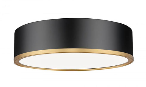 Z-Lite Bradley 1 Light Flush Mount in Matte Black + Modern Gold Finish Model: 1018F16-MB-MGLD-LED
