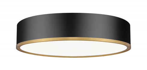 Z-Lite Bradley 1 Light Flush Mount in Matte Black + Modern Gold Finish Model: 1018F20-MB-MGLD-LED