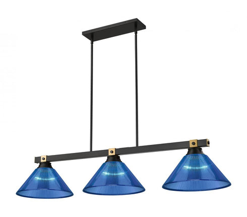 Z-Lite Bronte 3 Light Billiard in Matte Black + Rubbed Brass Finish Model: 1955-3MB-RB-AMO14