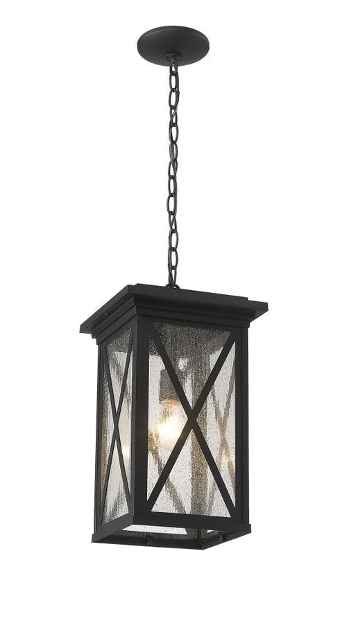 Z-Lite Brookside 1 Light Outdoor Chain Mount Ceiling Fixture in Black Finish Model: 583CHB-BK