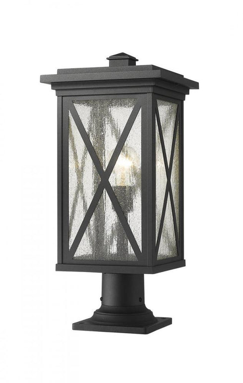 Z-Lite Brookside 1 Light Outdoor Pier Mounted Fixture in Black Finish Model: 583PHBR-533PM-BK