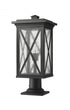 Z-Lite Brookside 1 Light Outdoor Pier Mounted Fixture in Black Finish Model: 583PHBR-533PM-BK