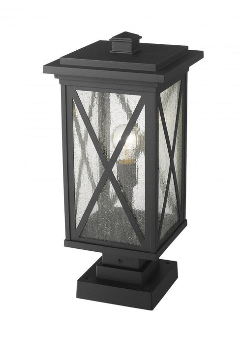 Z-Lite Brookside 1 Light Outdoor Pier Mounted Fixture in Black Finish Model: 583PHBS-SQPM-BK