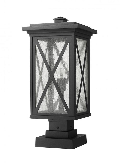 Z-Lite Brookside 1 Light Outdoor Pier Mounted Fixture in Black Finish Model: 583PHBS-SQPM-BK
