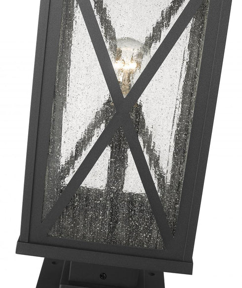 Z-Lite Brookside 1 Light Outdoor Pier Mounted Fixture in Black Finish Model: 583PHBS-SQPM-BK