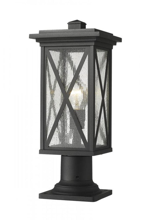 Z-Lite Brookside 1 Light Outdoor Pier Mounted Fixture in Black Finish Model: 583PHMR-533PM-BK