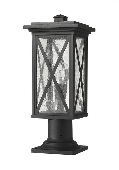Z-Lite Brookside 1 Light Outdoor Pier Mounted Fixture in Black Finish Model: 583PHMR-533PM-BK