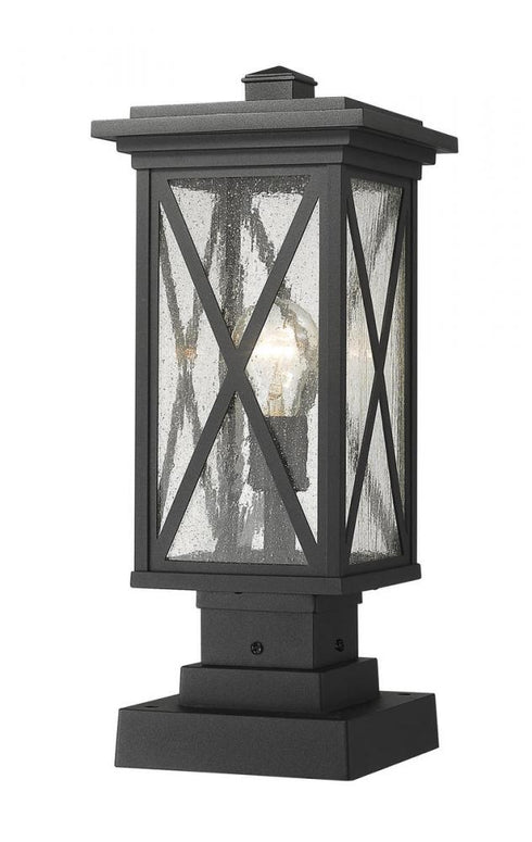 Z-Lite Brookside 1 Light Outdoor Pier Mounted Fixture in Black Finish Model: 583PHMS-SQPM-BK