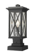 Z-Lite Brookside 1 Light Outdoor Pier Mounted Fixture in Black Finish Model: 583PHMS-SQPM-BK