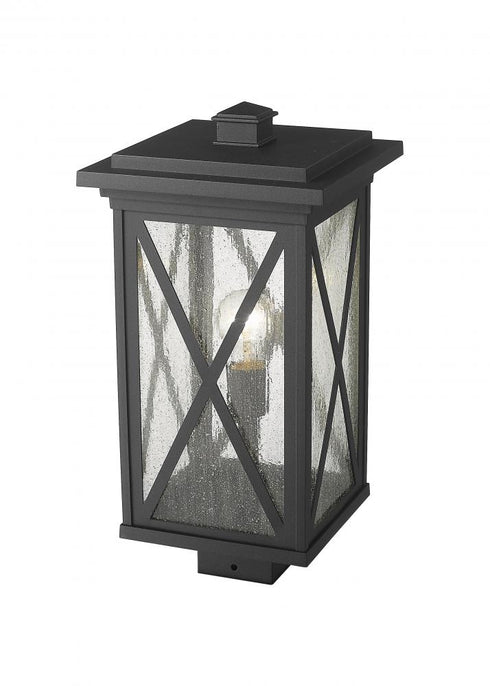 Z-Lite Brookside 1 Light Outdoor Post Mount Fixture in Black Finish Model: 583PHBS-BK