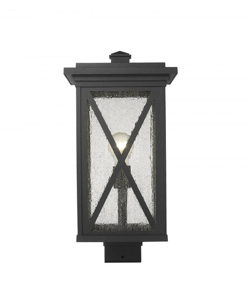 Z-Lite Brookside 1 Light Outdoor Post Mount Fixture in Black Finish Model: 583PHBS-BK