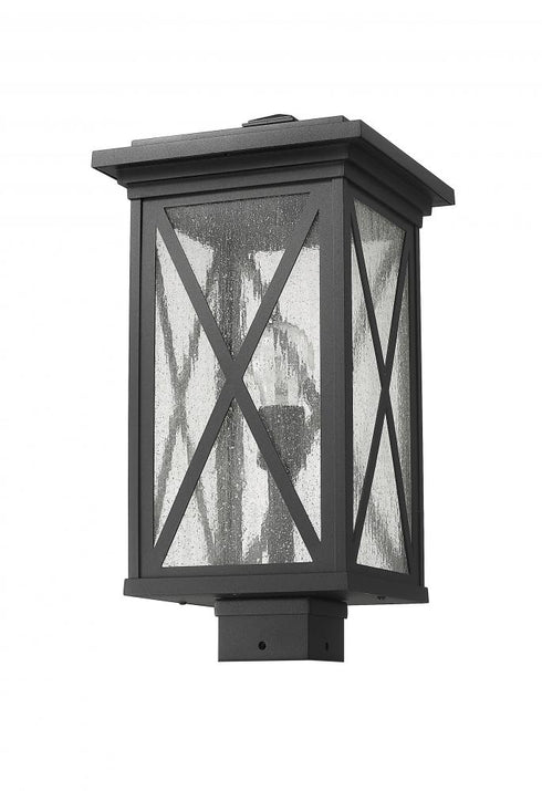 Z-Lite Brookside 1 Light Outdoor Post Mount Fixture in Black Finish Model: 583PHBS-BK