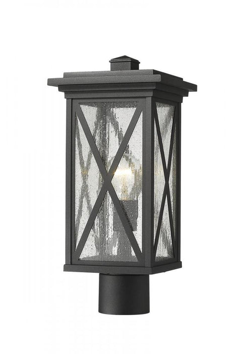 Z-Lite Brookside 1 Light Outdoor Post Mount Fixture in Black Finish Model: 583PHMR-BK