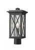 Z-Lite Brookside 1 Light Outdoor Post Mount Fixture in Black Finish Model: 583PHMR-BK
