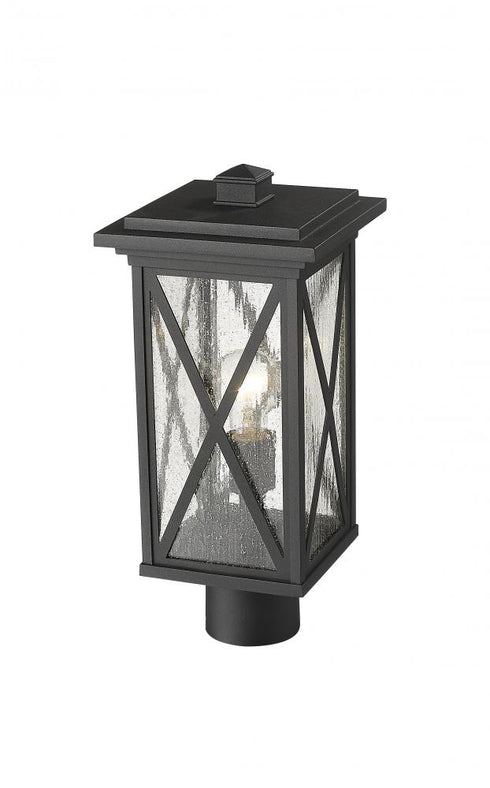 Z-Lite Brookside 1 Light Outdoor Post Mount Fixture in Black Finish Model: 583PHMR-BK