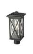 Z-Lite Brookside 1 Light Outdoor Post Mount Fixture in Black Finish Model: 583PHMR-BK