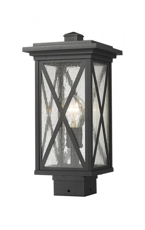 Z-Lite Brookside 1 Light Outdoor Post Mount Fixture in Black Finish Model: 583PHMS-BK