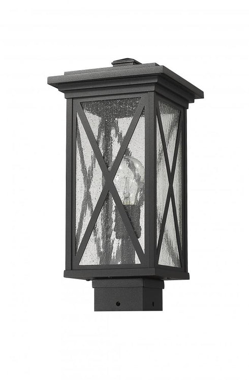 Z-Lite Brookside 1 Light Outdoor Post Mount Fixture in Black Finish Model: 583PHMS-BK