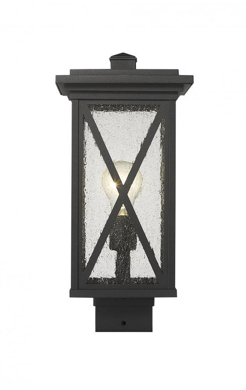 Z-Lite Brookside 1 Light Outdoor Post Mount Fixture in Black Finish Model: 583PHMS-BK