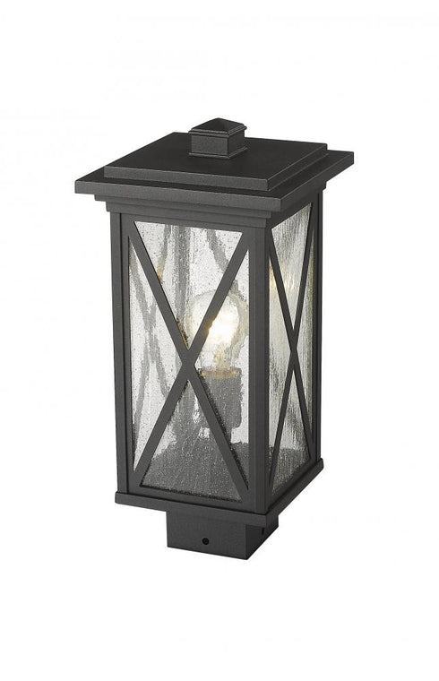 Z-Lite Brookside 1 Light Outdoor Post Mount Fixture in Black Finish Model: 583PHMS-BK