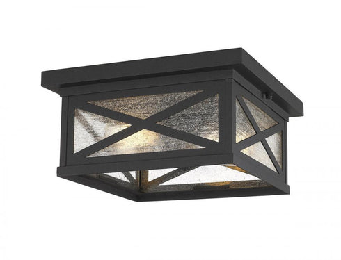 Z-Lite Brookside 2 Light Outdoor Flush Mount in Black Finish Model: 583F-BK