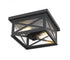Z-Lite Brookside 2 Light Outdoor Flush Mount in Black Finish Model: 583F-BK