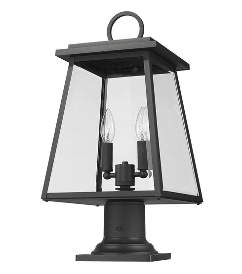 Z-Lite Broughton 2 Light Outdoor Pier Mounted Fixture in Black Finish Model: 521PHMR-533PM-BK