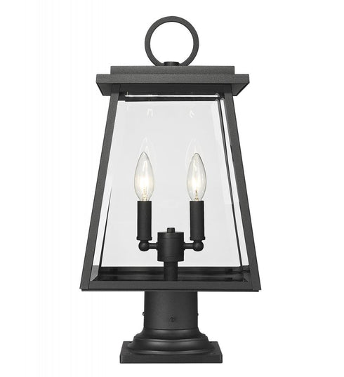 Z-Lite Broughton 2 Light Outdoor Pier Mounted Fixture in Black Finish Model: 521PHMR-533PM-BK