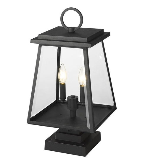 Z-Lite Broughton 2 Light Outdoor Pier Mounted Fixture in Black Finish Model: 521PHMS-SQPM-BK