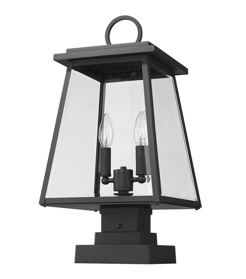 Z-Lite Broughton 2 Light Outdoor Pier Mounted Fixture in Black Finish Model: 521PHMS-SQPM-BK