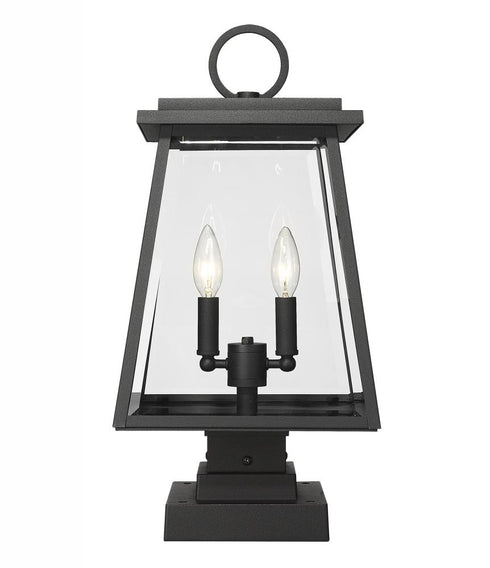 Z-Lite Broughton 2 Light Outdoor Pier Mounted Fixture in Black Finish Model: 521PHMS-SQPM-BK