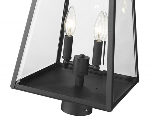 Z-Lite Broughton 2 Light Outdoor Post Mount Fixture in Black Finish Model: 521PHMR-BK