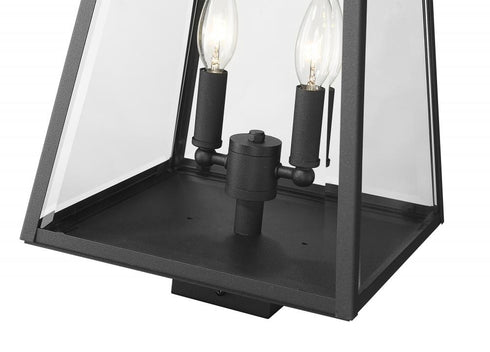 Z-Lite Broughton 2 Light Outdoor Post Mount Fixture in Black Finish Model: 521PHMS-BK