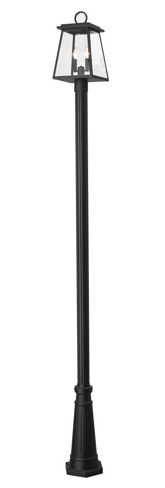 Z-Lite Broughton 2 Light Outdoor Post Mounted Fixture in Black Finish Model: 521PHMR-519P-BK