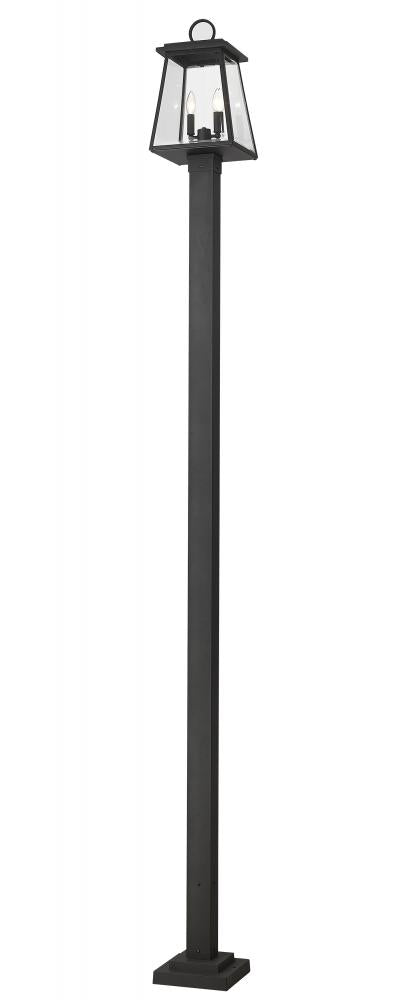 Z-Lite Broughton 2 Light Outdoor Post Mounted Fixture in Black Finish Model: 521PHMS-536P-BK