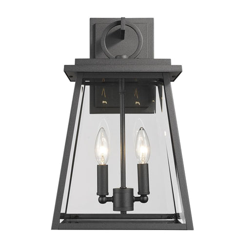 Z-Lite Broughton 2 Light Outdoor Wall Light in Black Finish Model: 521M-BK