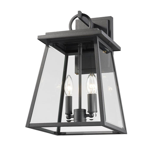 Z-Lite Broughton 2 Light Outdoor Wall Light in Black Finish Model: 521M-BK