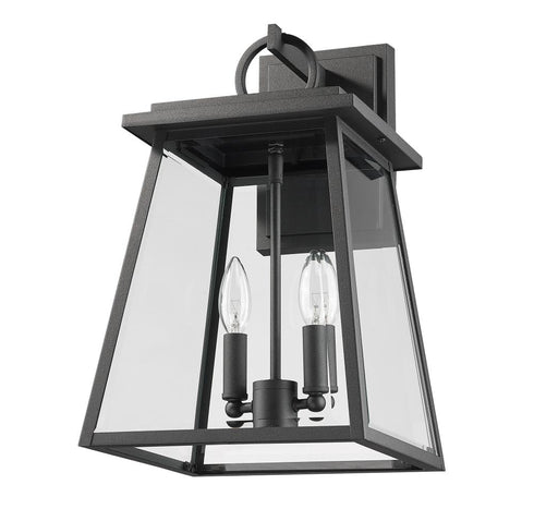 Z-Lite Broughton 2 Light Outdoor Wall Light in Black Finish Model: 521M-BK