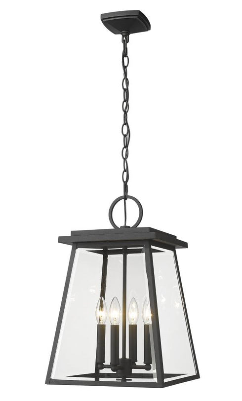 Z-Lite Broughton 4 Light Outdoor Chain Mount Ceiling Fixture in Black Finish Model: 521CHB-BK
