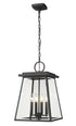 Z-Lite Broughton 4 Light Outdoor Chain Mount Ceiling Fixture in Black Finish Model: 521CHB-BK