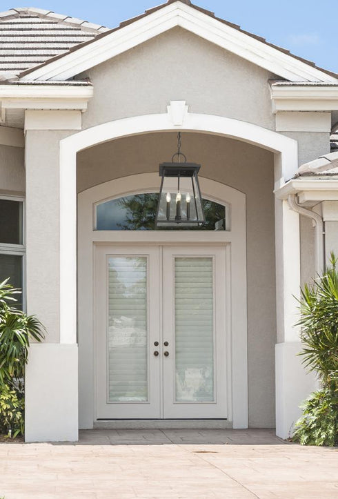 Z-Lite Broughton 4 Light Outdoor Chain Mount Ceiling Fixture in Black Finish Model: 521CHB-BK