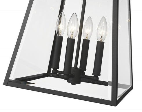 Z-Lite Broughton 4 Light Outdoor Chain Mount Ceiling Fixture in Black Finish Model: 521CHB-BK
