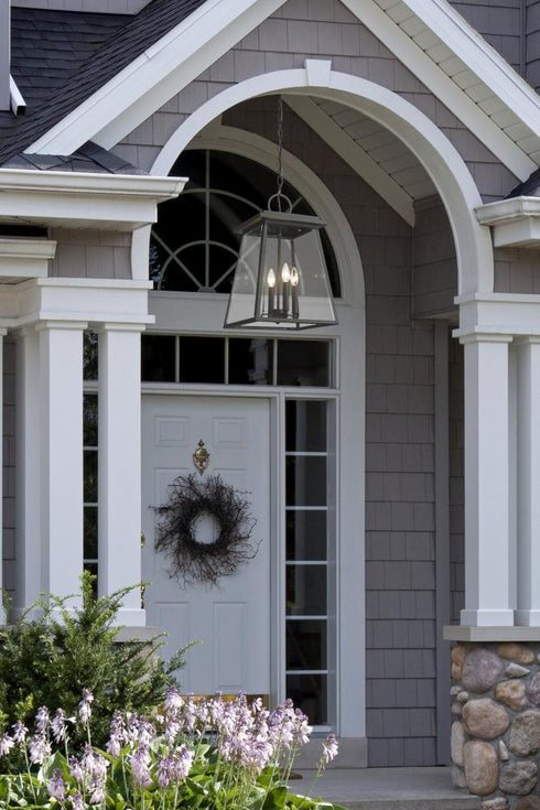 Z-Lite Broughton 4 Light Outdoor Chain Mount Ceiling Fixture in Black Finish Model: 521CHB-BK
