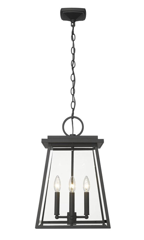 Z-Lite Broughton 4 Light Outdoor Chain Mount Ceiling Fixture in Black Finish Model: 521CHB-BK