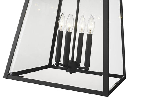 Z-Lite Broughton 4 Light Outdoor Chain Mount Ceiling Fixture in Black Finish Model: 521CHXL-BK